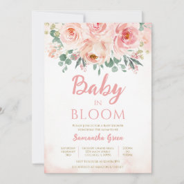 Invitación Bebé floral rosado en Baby Shower en sangre