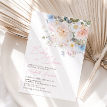 Bebé floral rosado en Baby Shower en sangre