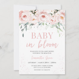 Invitación Bebé floral rosado en Baby Shower en sangre