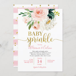 Invitación Bebé floral rosado Rubor Sprinkle Shower