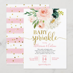 Invitación Bebé floral rosado Rubor Sprinkle Shower