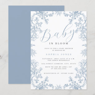 Invitación Bebé Floral Vintage Niño en Flor Bebé Shower