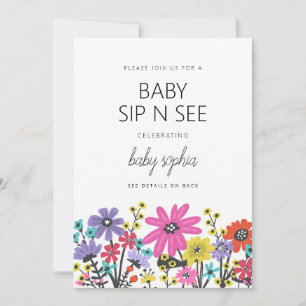 Invitación Bebé Flores Silvestres Boho Modernas Sip And See
