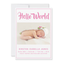 Invitación bebe fotográfica mundial Hello Pink