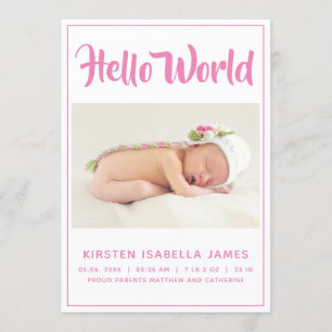 Invitación bebe fotográfica mundial Hello Pink