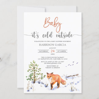 Invitación Bebé Fox de invierno hace frío fuera de Baby Showe