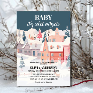 Invitación Bebé, frío afuera, niño de invierno