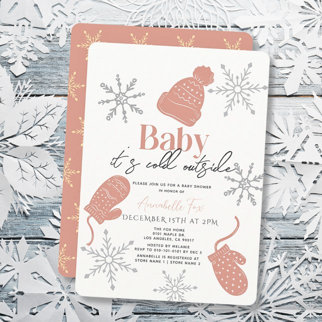 Invitación Bebé, frío fuera de Baby Shower, Chica de Beanie R (Subido por el creador)