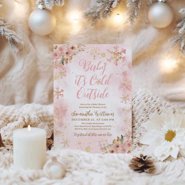 Invitación Bebé frío fuera de Baby Shower Chica de invierno r (Subido por el creador)