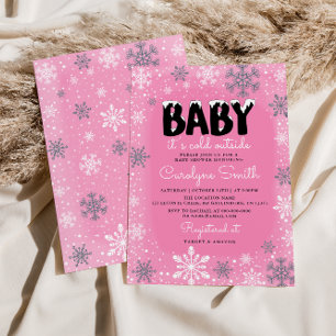 Invitación Bebé, frío fuera de Baby Shower Chica rosa