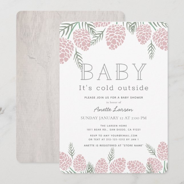 Invitación Bebé, frío fuera de Baby Shower de cono rosa (Anverso / Reverso)