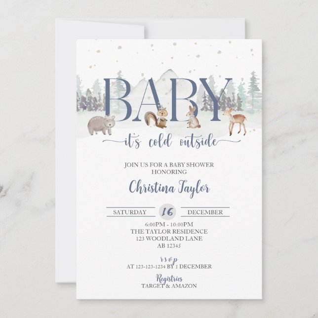 Invitación Bebé, frío fuera de Baby Shower, ducha de invierno (Anverso)