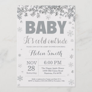 Invitación Bebé, frío fuera de Baby Shower gris y plata