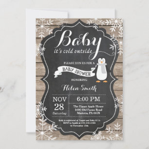 Invitación Bebé, frío fuera de Baby Shower pingüino