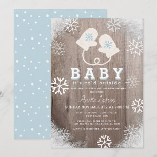 Invitación Bebé, frío fuera de Baby Shower virtual azul