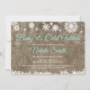 Invitación Bebé, frío fuera de Burlap Winter Baby Shower