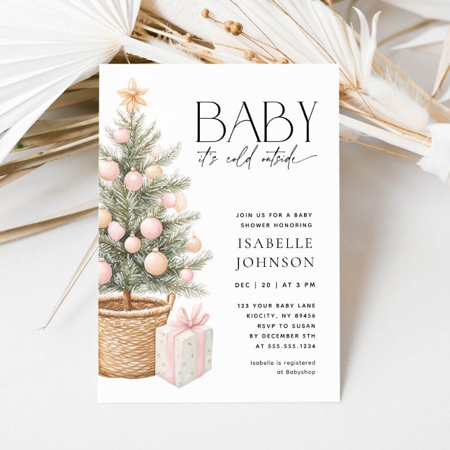 Invitación Bebé, frío fuera de Chicas Navidades Baby Shower (Subido por el creador)