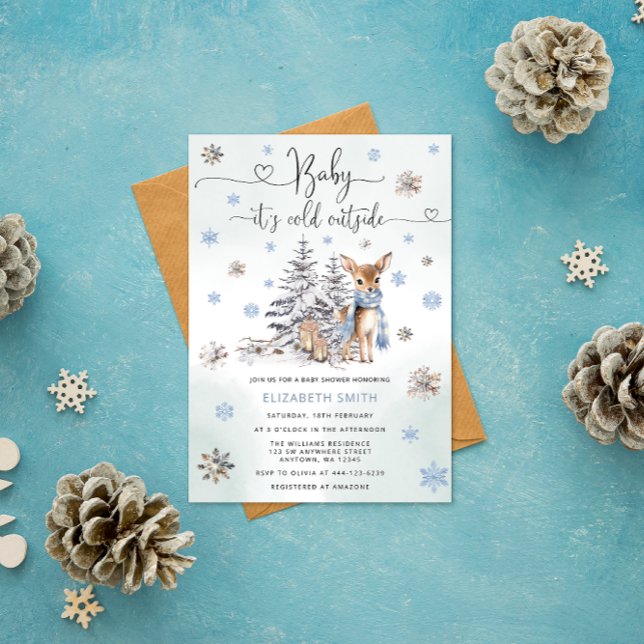 Invitación Bebé, frío fuera de ciervo, invierno, niño ducha (Subido por el creador)