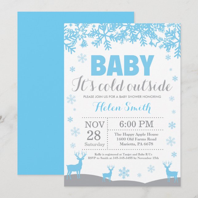 Invitación Bebé, frío fuera de Deer Boy Baby Shower (Anverso / Reverso)