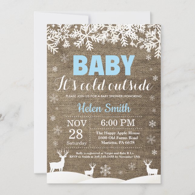 Invitación Bebé, frío fuera de la Baby Shower de Deer Winboy (Anverso)