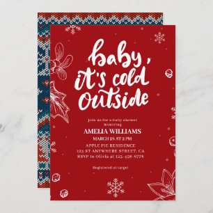 Invitación Bebé, frío fuera de la ducha de bebé roja de invie