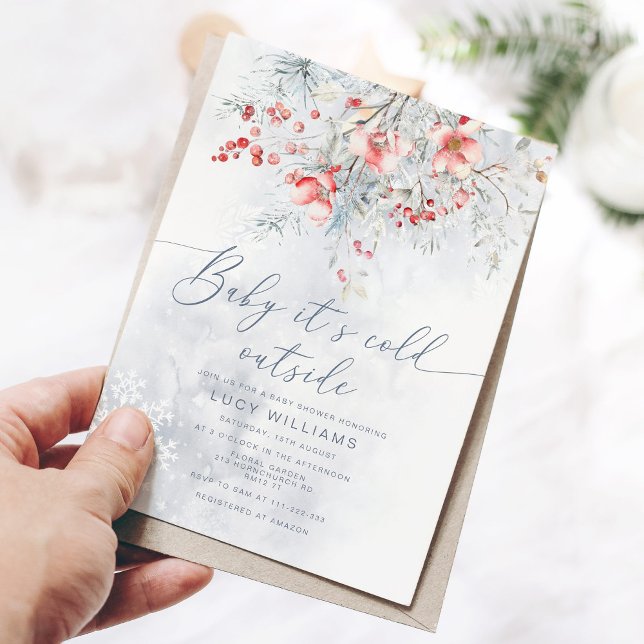 Invitación Bebé, frío fuera de la ducha de bebé Snow Berries (Subido por el creador)