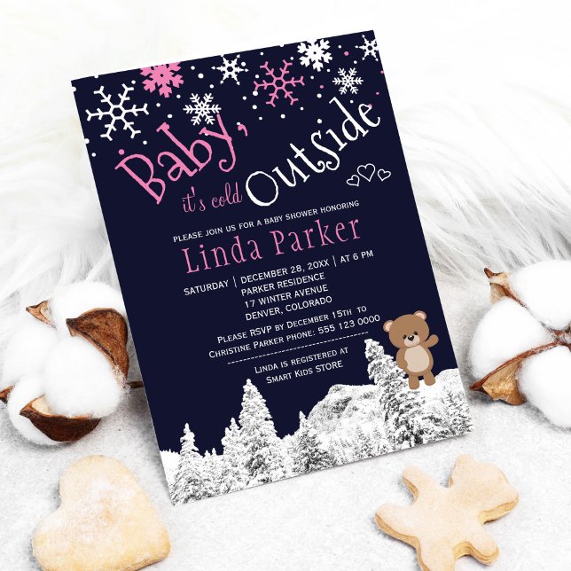 Invitación Bebé, frío fuera de la ducha de chica de invierno  (Subido por el creador)