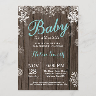 Invitación Bebé, frío fuera de la Rústica Baby Shower inverna