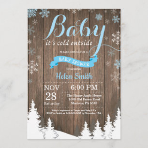 Invitación Bebé, frío fuera de la Rústica Baby Shower inverna