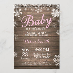 Invitación Bebé, frío fuera de la Rústica Baby Shower inverna