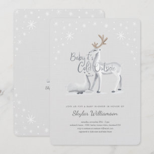 Invitación Bebé, frío fuera de los Navidades nevados venado d