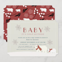 Bebé, frío fuera de los osos polares, ducha beige