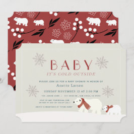 Invitación Bebé, frío fuera de los osos polares, ducha beige