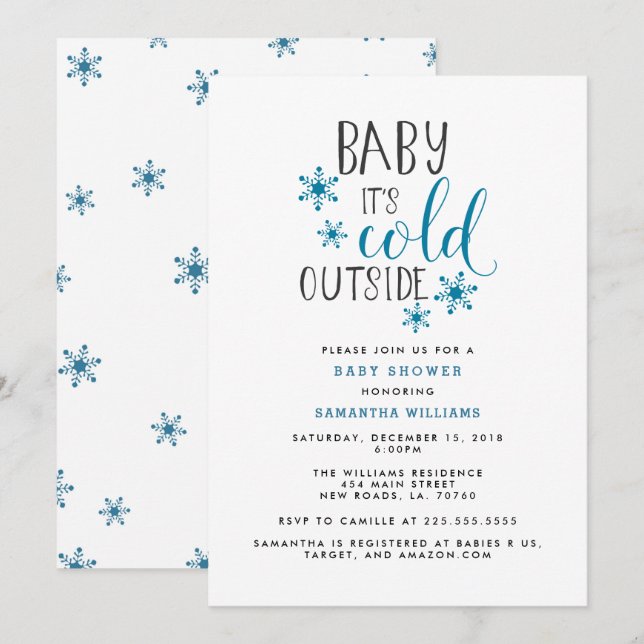 Invitación Bebé, frío fuera de Navidades Baby Shower (Anverso / Reverso)
