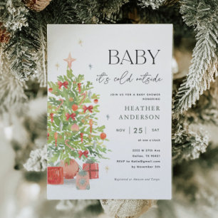 Invitación Bebé, frío fuera de Navidades Baby Shower