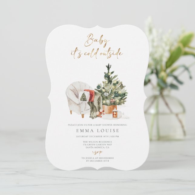 Invitación Bebé, frío fuera del acogedor Baby Shower invernal (Anverso de pie)