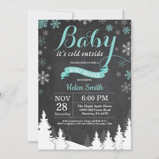 Invitación Bebé, frío fuera del Aqua Baby Shower (Anverso)
