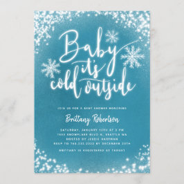 Invitación Bebé, frío fuera del Baby Shower azul de invierno