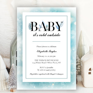 Invitación Bebé, frío fuera del Baby Shower azul de invierno