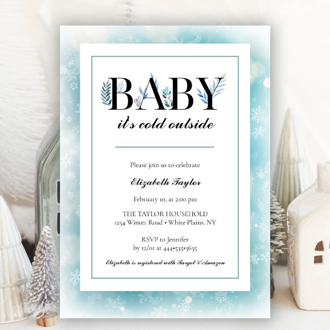 Invitación Bebé, frío fuera del Baby Shower azul de invierno (Subido por el creador)
