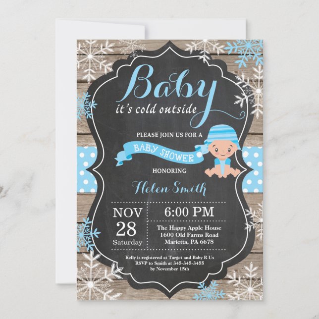 Invitación Bebé, frío fuera del Baby Shower de Blue Boy (Anverso)