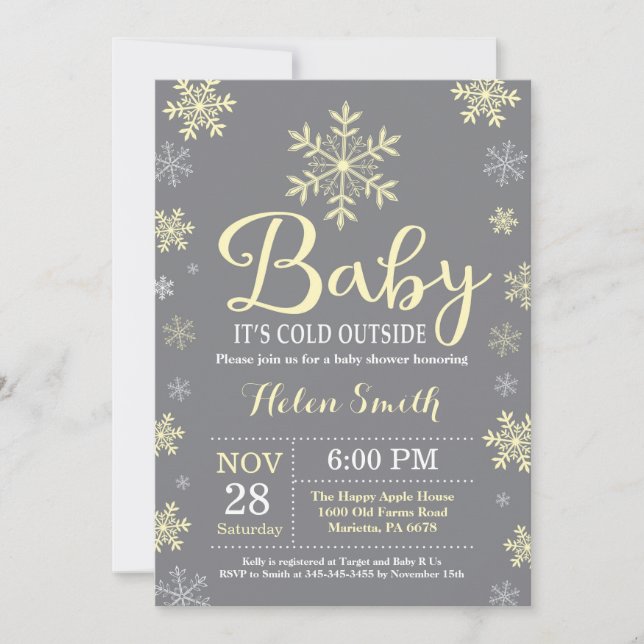 Invitación Bebé, frío fuera del Baby Shower de invierno amari (Anverso)
