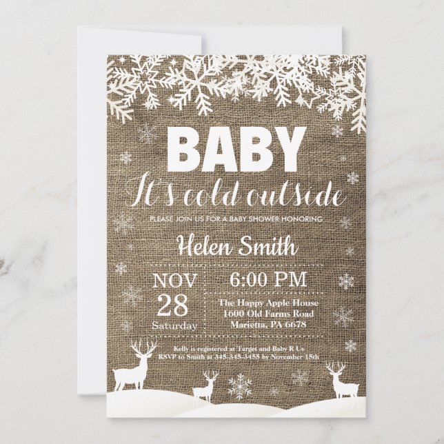 Invitación Bebé, frío fuera del Baby Shower de invierno de lo (Anverso)