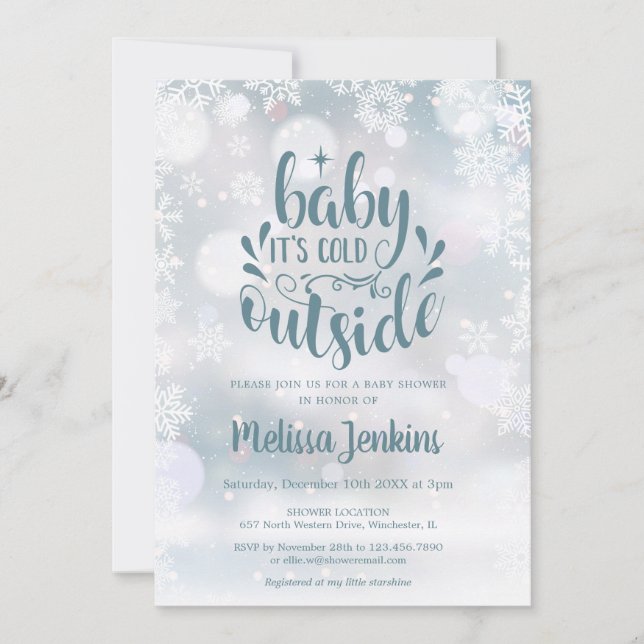Invitación Bebé, frío fuera del Baby Shower de invierno de ni (Anverso)