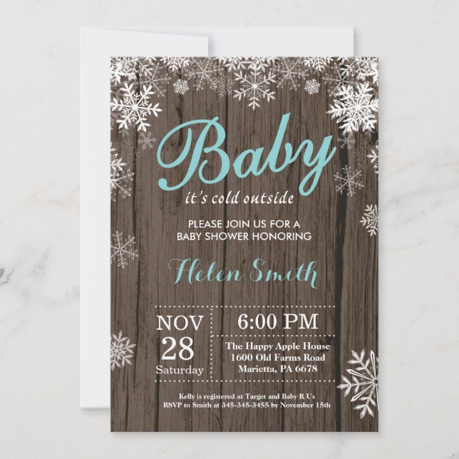 Invitación Bebé, frío fuera del Baby Shower de invierno ruso (Anverso)