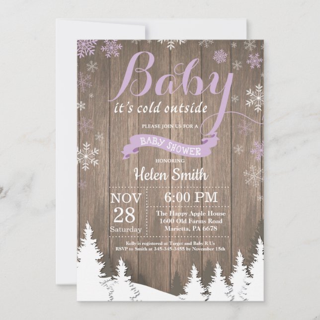 Invitación Bebé, frío fuera del Baby Shower de invierno ruso (Anverso)