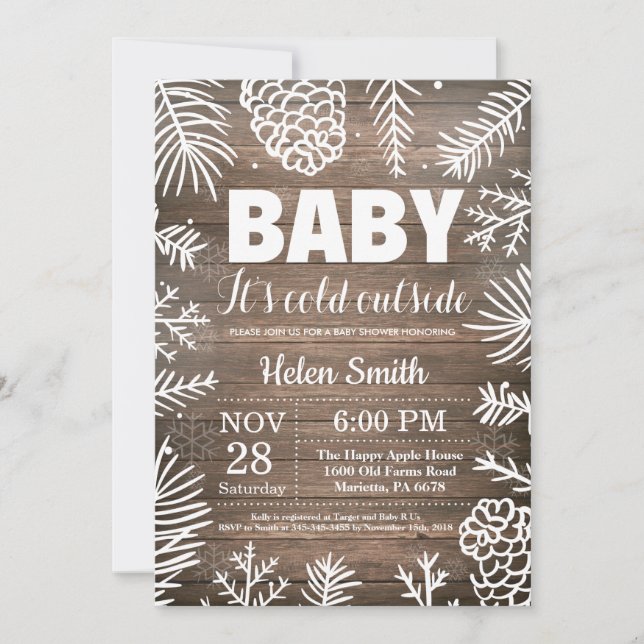 Invitación Bebé, frío fuera del Baby Shower de invierno ruso (Anverso)
