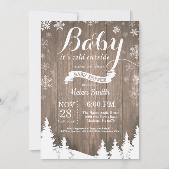 Invitación Bebé, frío fuera del Baby Shower de invierno ruso (Anverso)