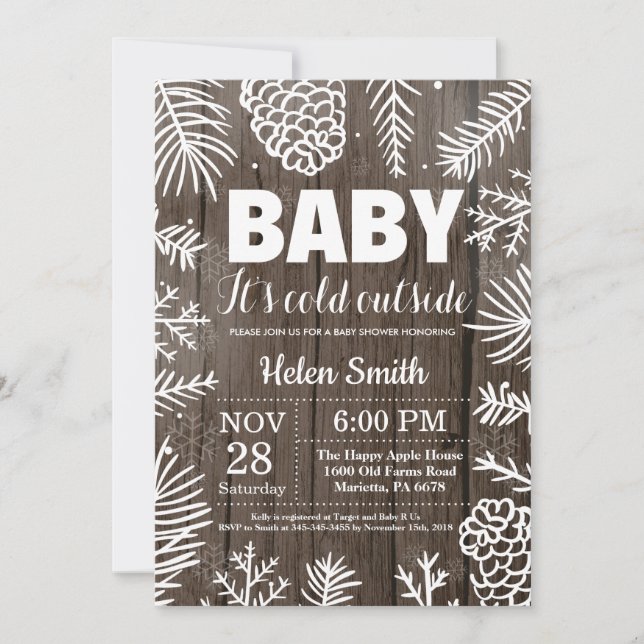 Invitación Bebé, frío fuera del Baby Shower de invierno ruso (Anverso)