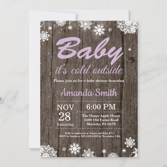 Invitación Bebé, frío fuera del Baby Shower de invierno ruso (Anverso)